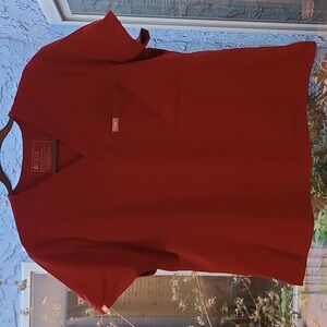 Figs Women's 3 Pocket Casma Top Burgundy Large PETITE